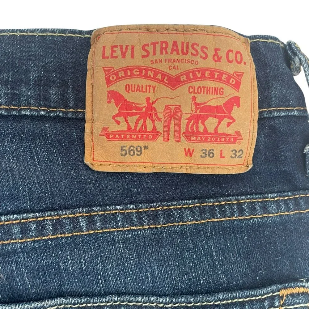 Levi’s 569 Men’s Loose Straight Fit Denim Jeans Size 36x32 Altered Hem to 30”